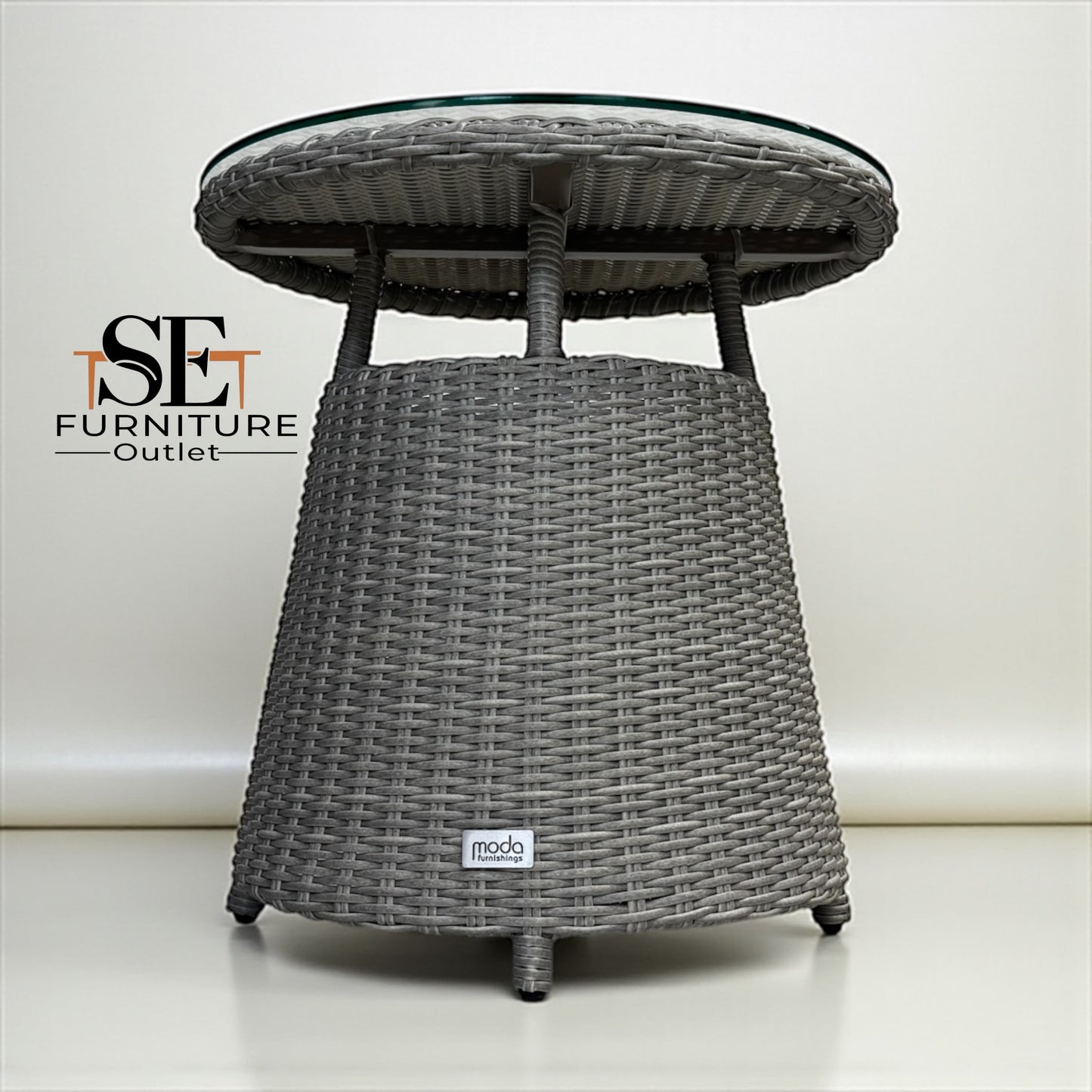 Moda Furnishings Premium Quality Single Bistro Table with Glass Top