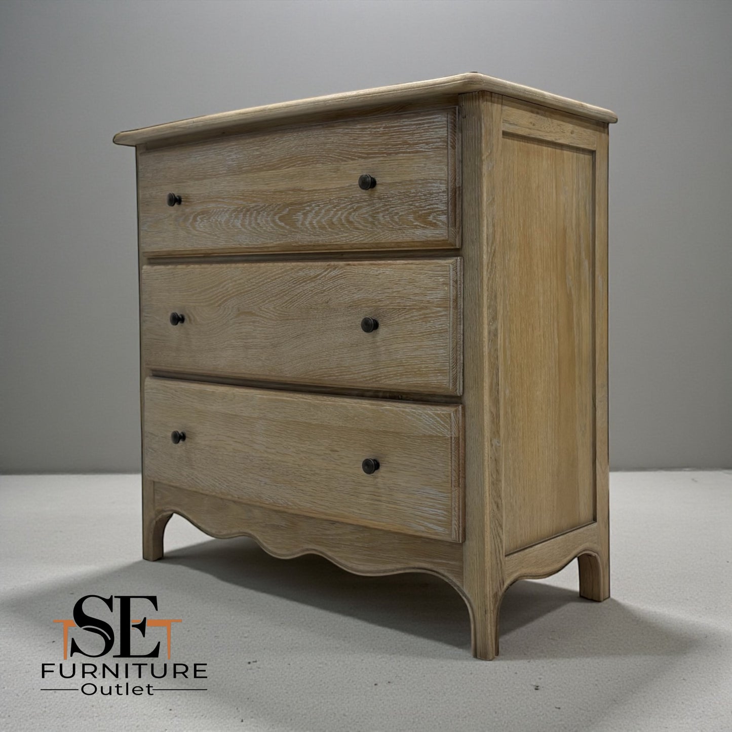 Solid Oak Frame 3 Drawer Chest, Camille Limewash Range RRP £799