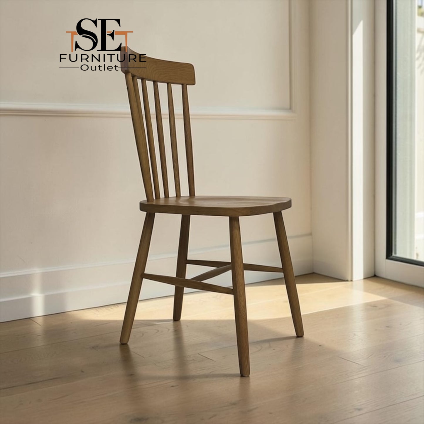 Set of 4 Solid Oak & Oak Veneer Spindleback Chairs, Elkstone Mellow Oak Range RRP £700