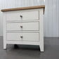 Cotswold Company Oak & Warm White Painted 3 Drawer Jumbo Bedside Table RRP £299