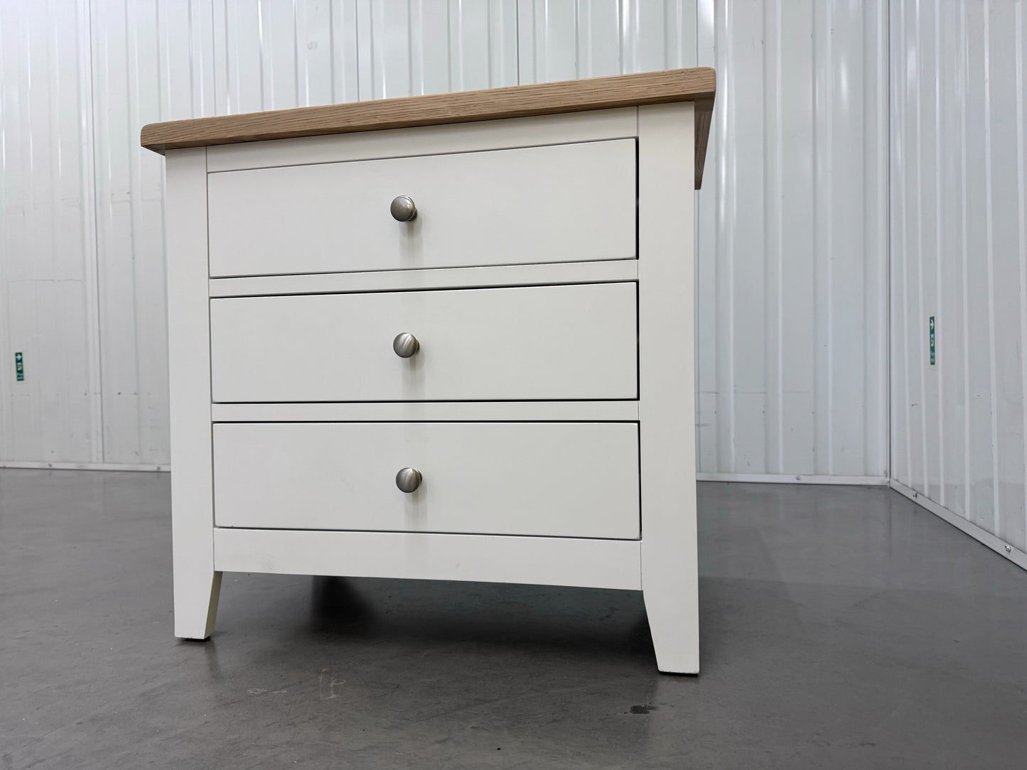 Cotswold Company Oak & Warm White Painted 3 Drawer Jumbo Bedside Table RRP £299