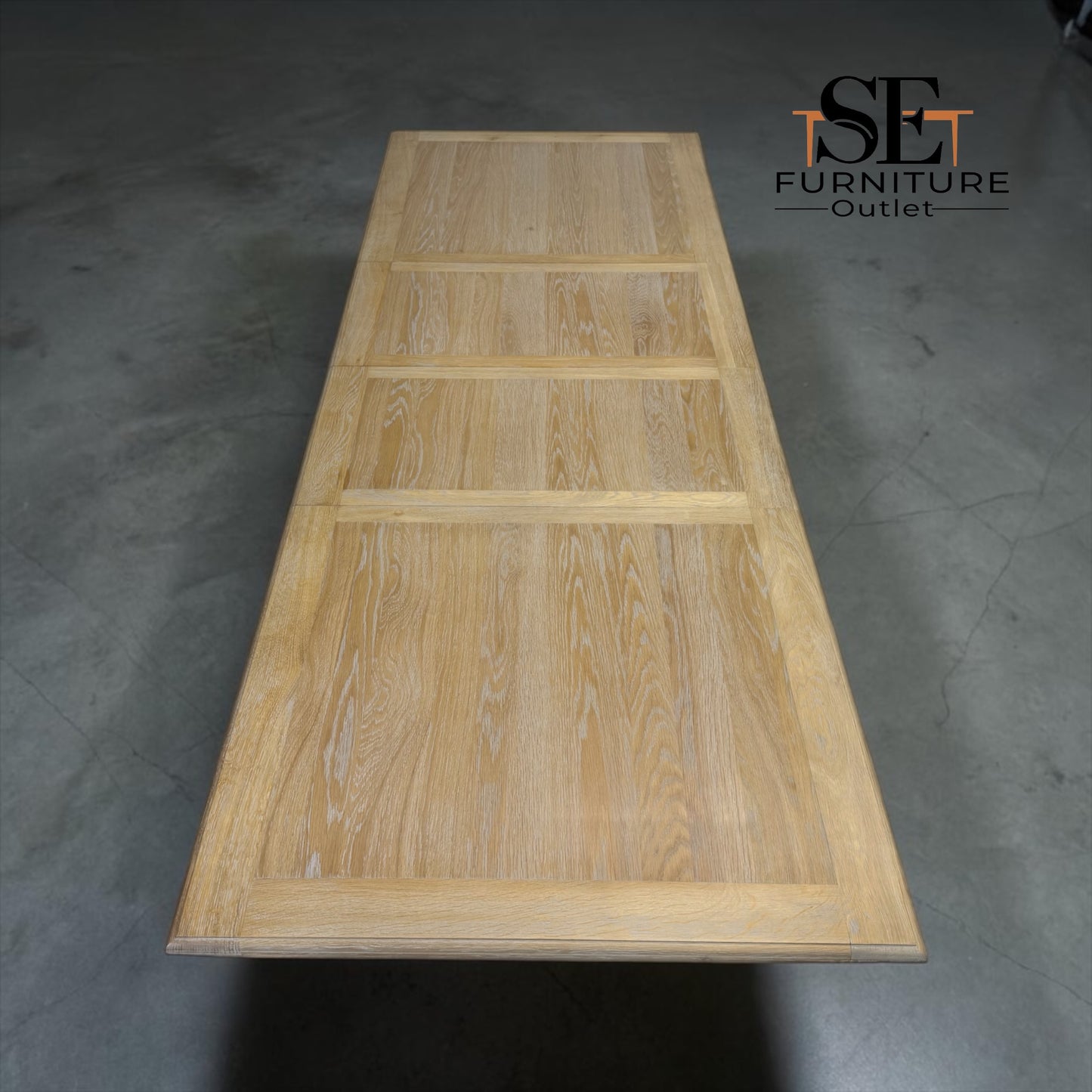 Solid Oak & Quality Oak Veneer 6-10 Seater Extending Dining Table with Limewashed Finish, Camille Range RRP £1500