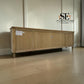 Grey-toned Limewashed Finish Solid Oak and Quality Oak Veneer XXL Tv Stand Fits up to 90", Camille Range RRP £1099