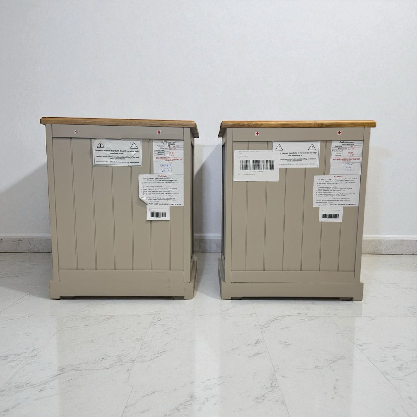 Natural Solid Oak & Painted 3 Drawer Bedside Tables Henley Range From Oak Furnitureland