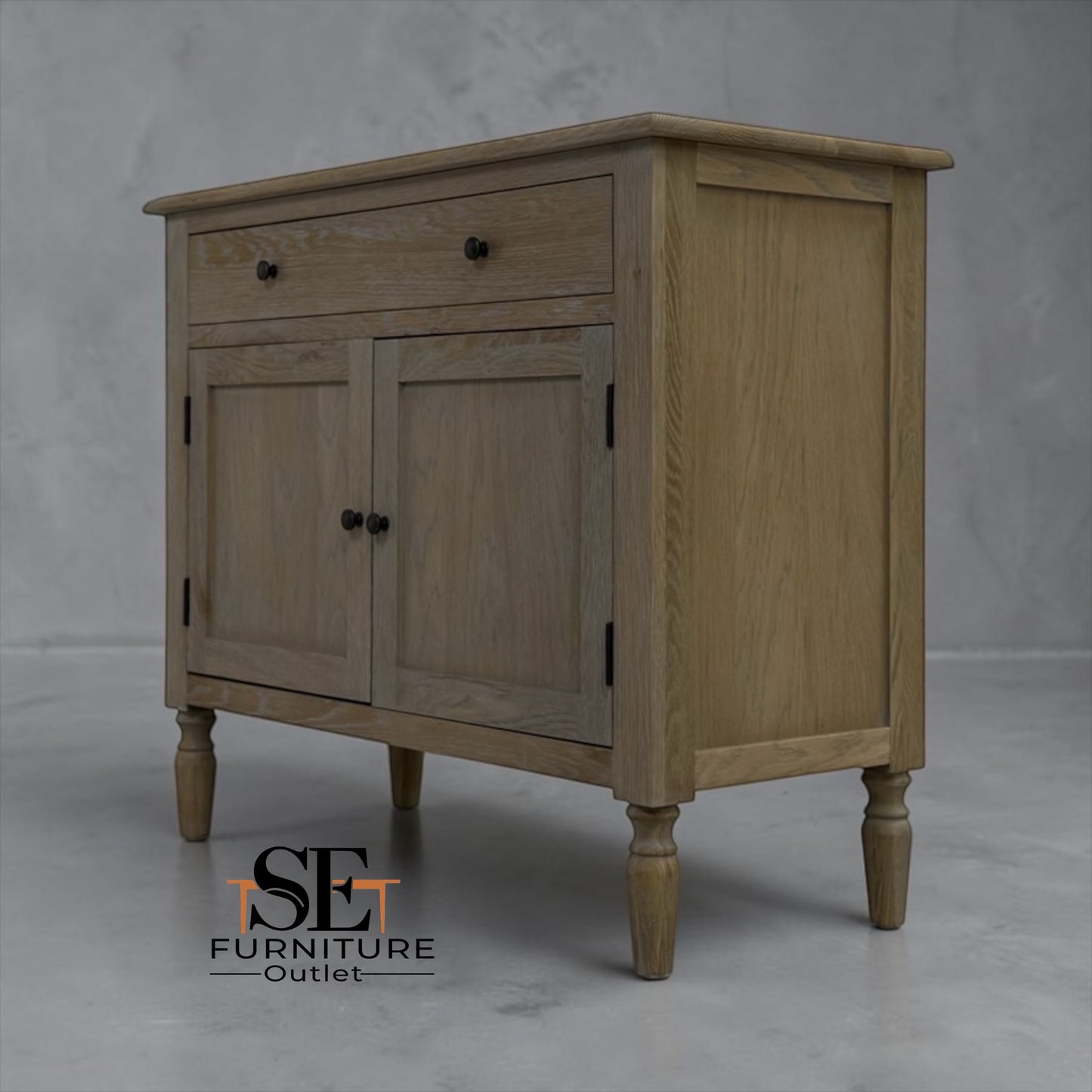 Solid Oak Frame Limewashed Finish Small Sideboard, Camille Limewash Range RRP £750