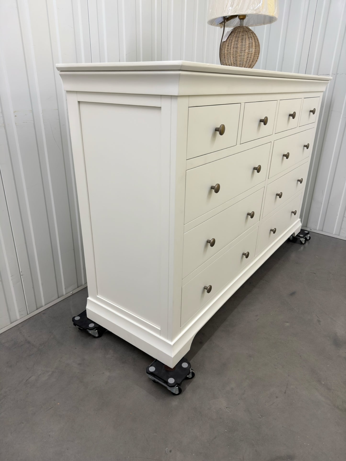 Solid Wood Frame & Warm White Painted 10 Drawer Chest Chantilly