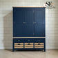 Solid Oak Top & Solid Wood Frames Triple Larder, Chester Midnight Blue Range RRP £1999