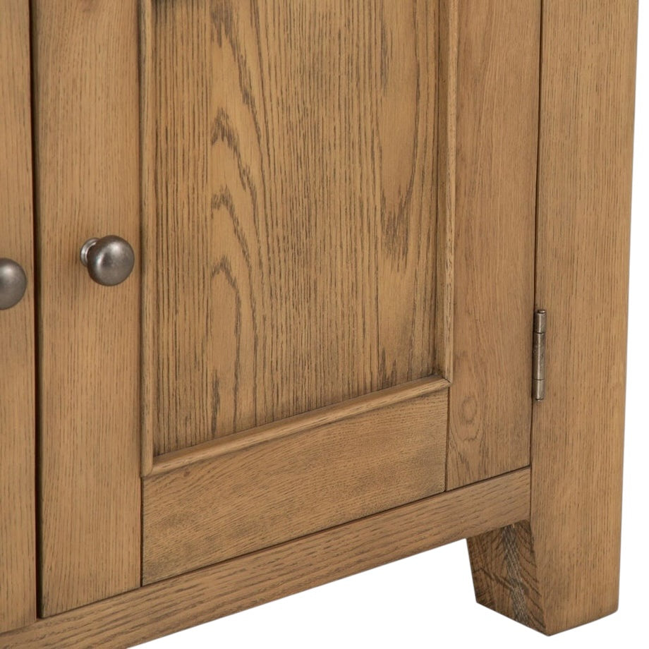 Smoked Oak 4-Door Sideboard with Chunky Oak Tops and Rounded Corners