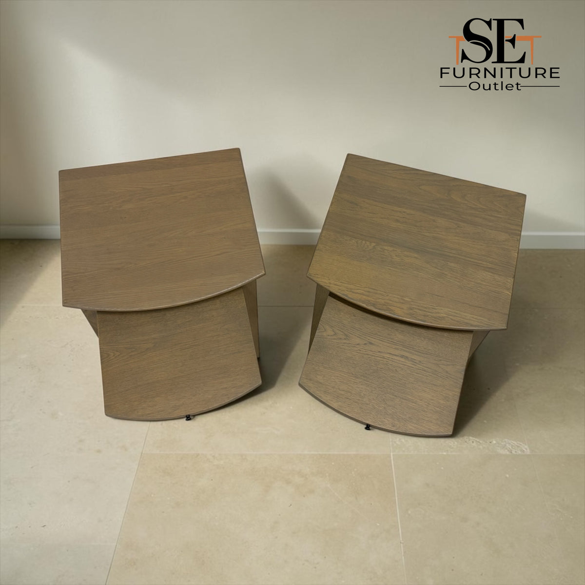 Set of 2 Solid Oak & Oak Veneer Bedside Tables from the Winchcombe Smoked Oak Range RRP £598