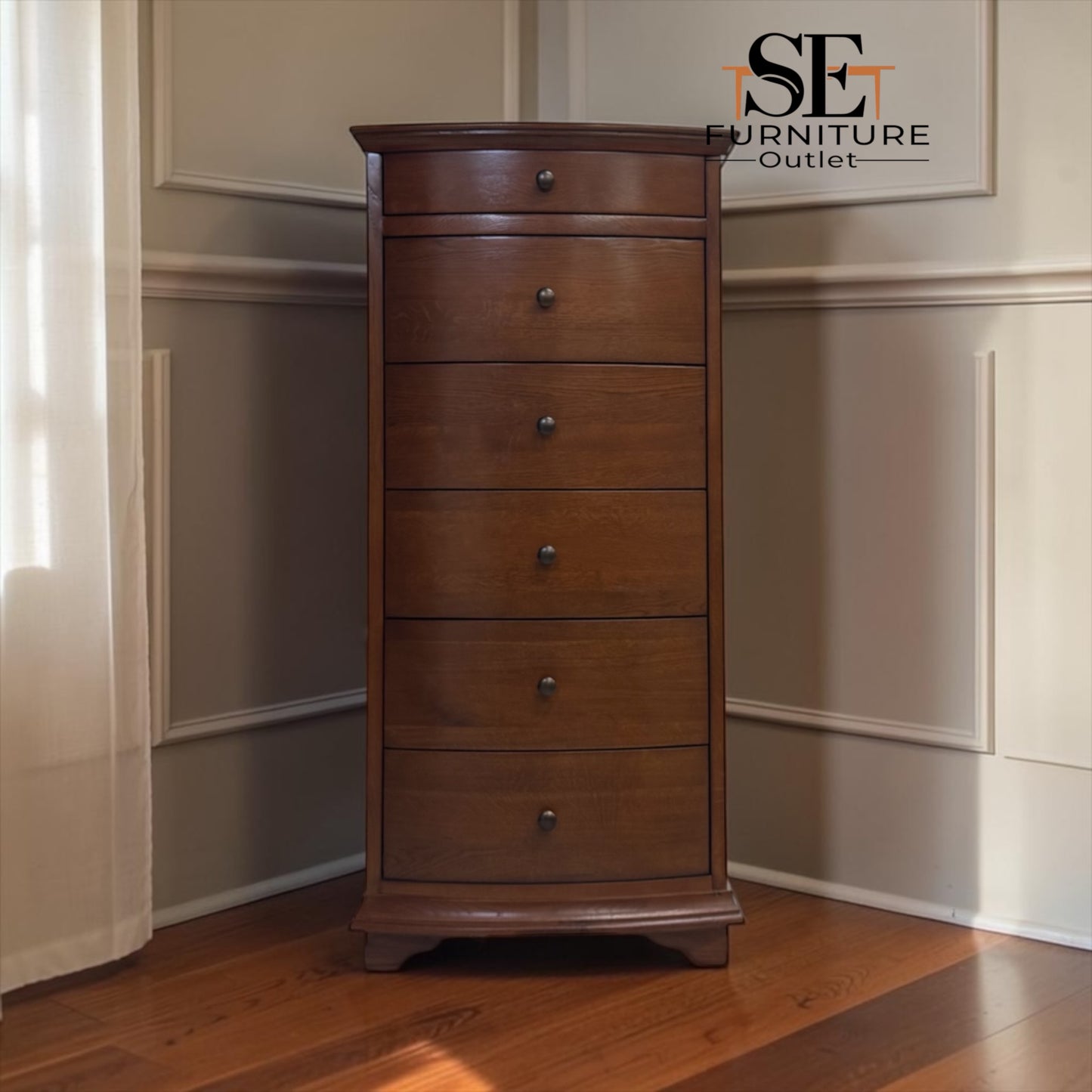 Solid Oak & Oak Veneer Vanity Tallboy, Winchcombe Dark Oak Range RRP £899