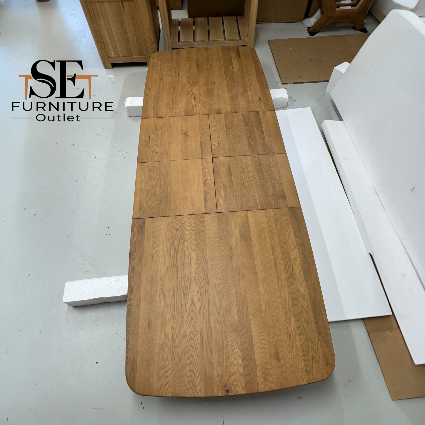 Natural Solid Oak Extending Dining Table, 6 to 10 Seater Bentley Range From Oak Furnitureland RRP £1079