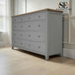 White Wax Finished Oak Top & Solid Wood Frames 10 Drawer Chest, Chester Dove Grey Range RRP £1099