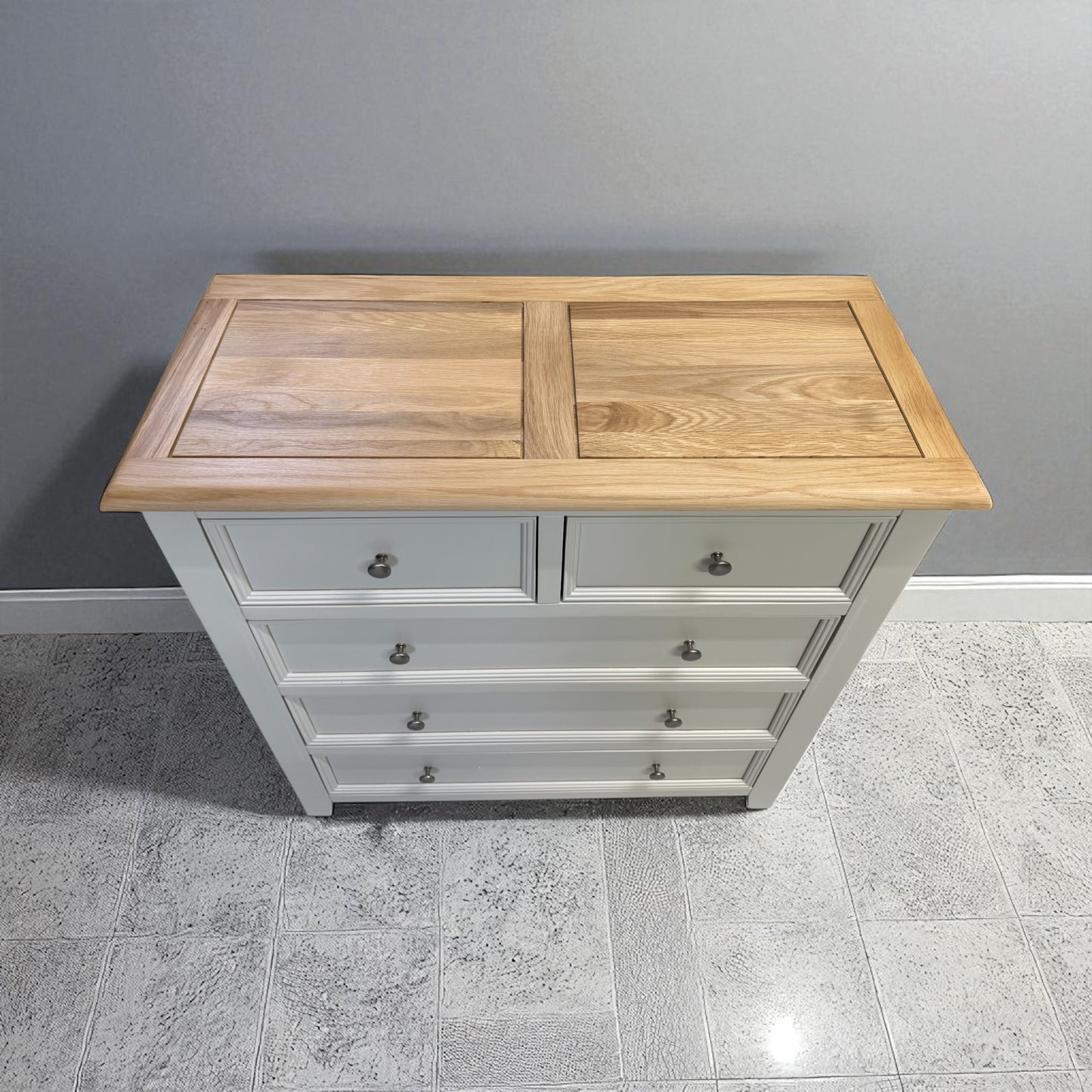 Natural Solid Oak & Painted 5 Drawer Chest, From Oak Furniture Superstore