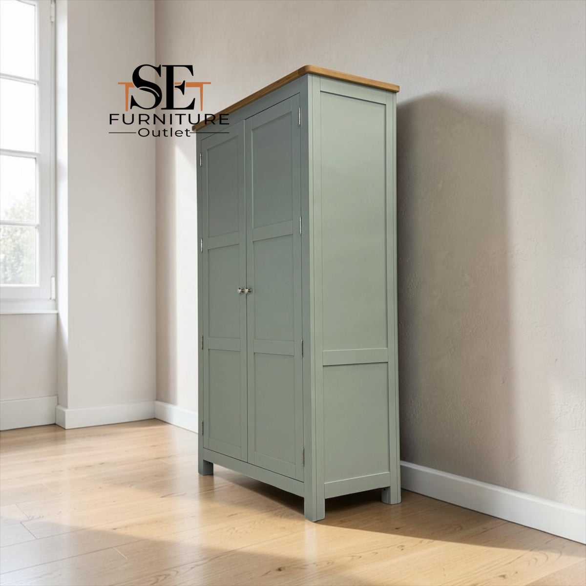 Oak & Sage Green Painted Double Larder Sussex Sage Green Range RRP £1269