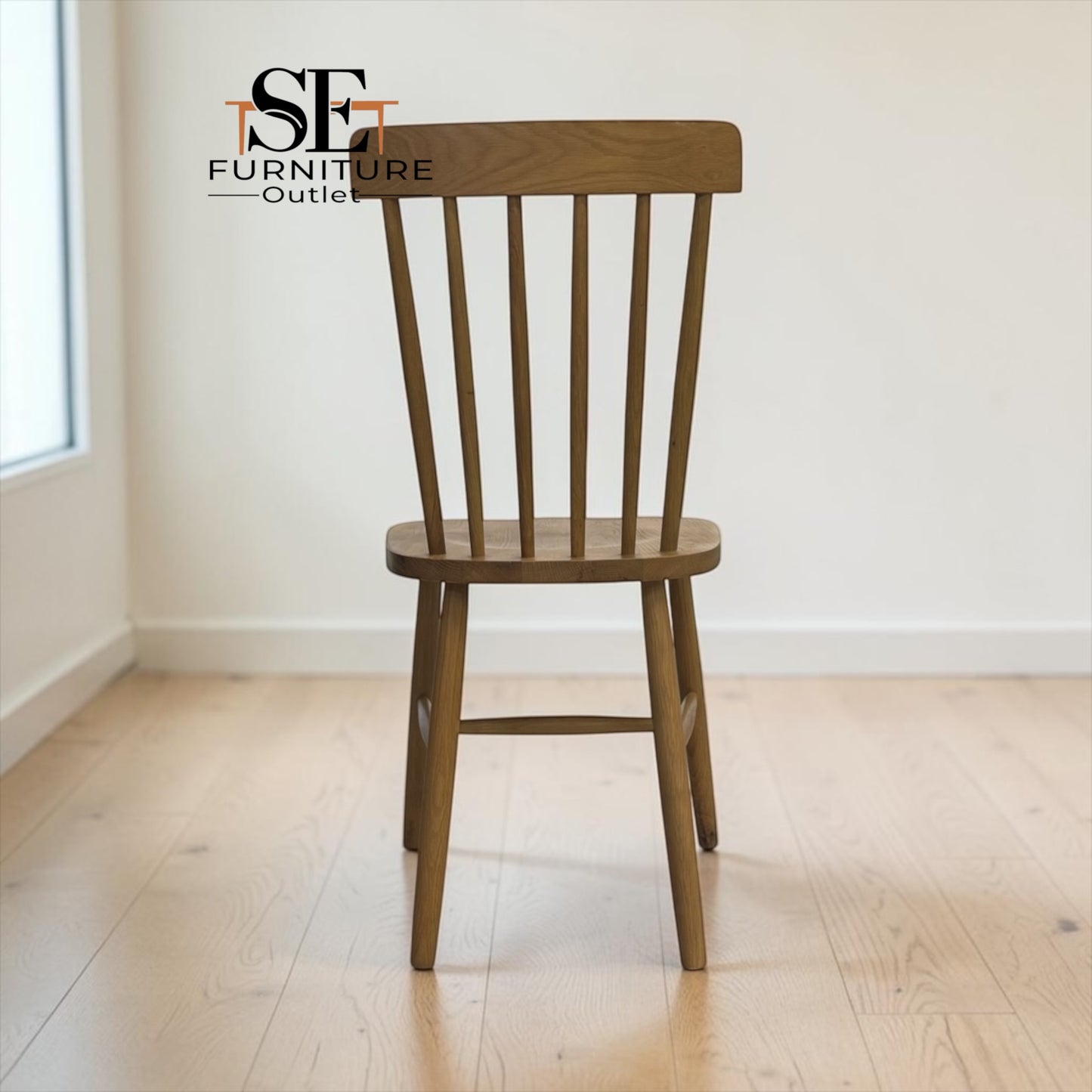 Set of 4 Solid Oak & Oak Veneer Spindleback Chairs, Elkstone Mellow Oak Range RRP £700