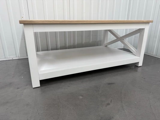 Cotswold Company White Wax Finished Oak Top & Pure White Painted Coffee Table RRP £450