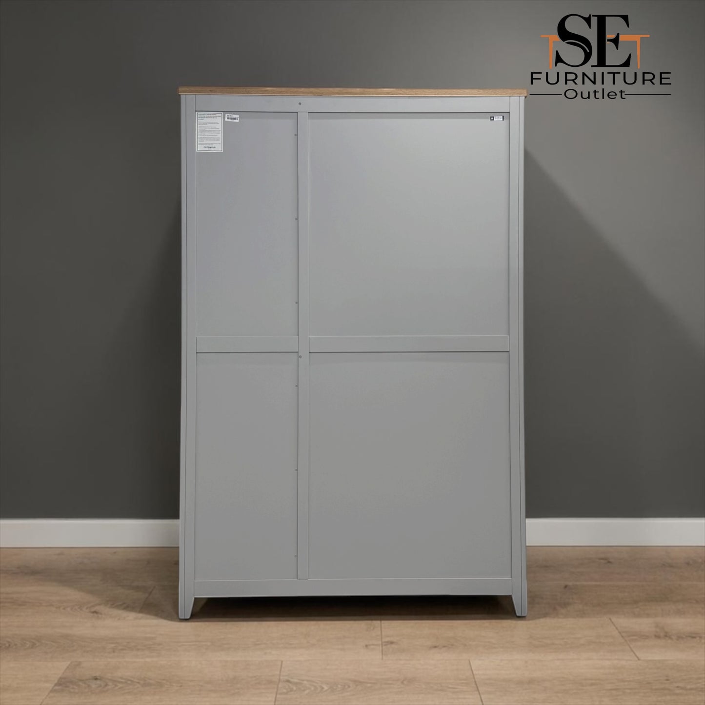 Solid Oak Top & Solid Wood Frames 3 Door Hallway Cupboard, Chester Dove Grey Range RRP £1300
