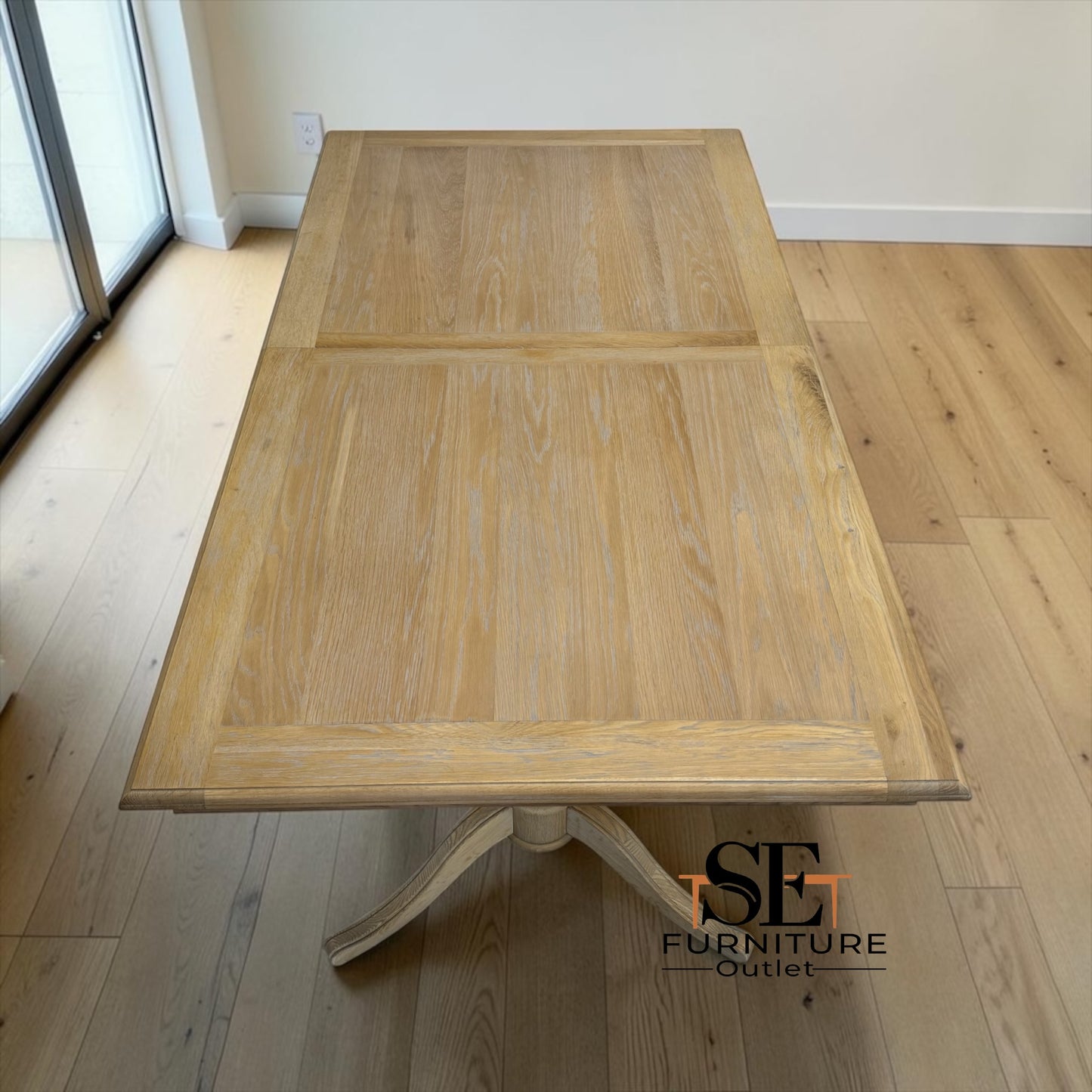 Solid Oak & Quality Oak Veneer 6-10 Seater Extending Dining Table with Limewashed Finish, Camille Range RRP £1500
