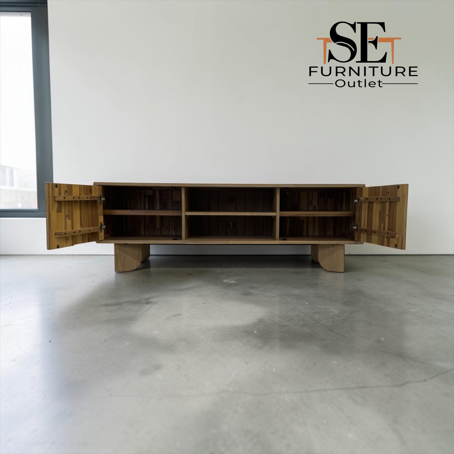 Solid Acacia Wood Extra Large TV Unit Okkio Range from Oak Furnitureland RRP £629