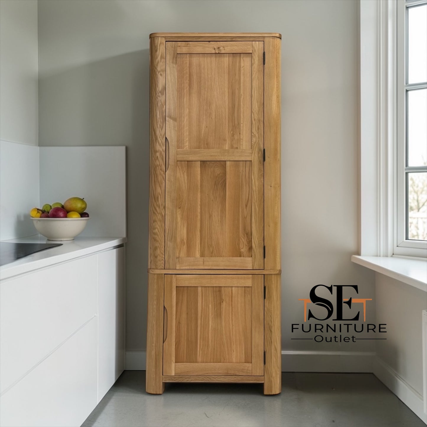 Natural Solid Oak Small Kitchen Larder from Romsey Range by Oak Furnitureland, RRP £1249