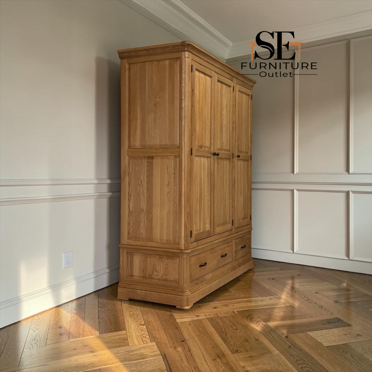 Natural Solid Oak Triple Wardrobe from Canterbury Range by Oak Furnitureland RRP £1699