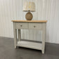 White Wax Finished Oak Top & Dove Grey Painted Console Table