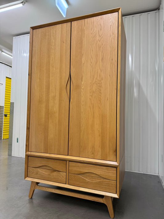 Oak Furnitureland Natural Solid Oak Double Wardrobe Ellipse Range RRP £899