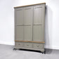 Solid Oak & Grey Painted Triple Wardrobe w/Curved Edges & Corners RRP £1449