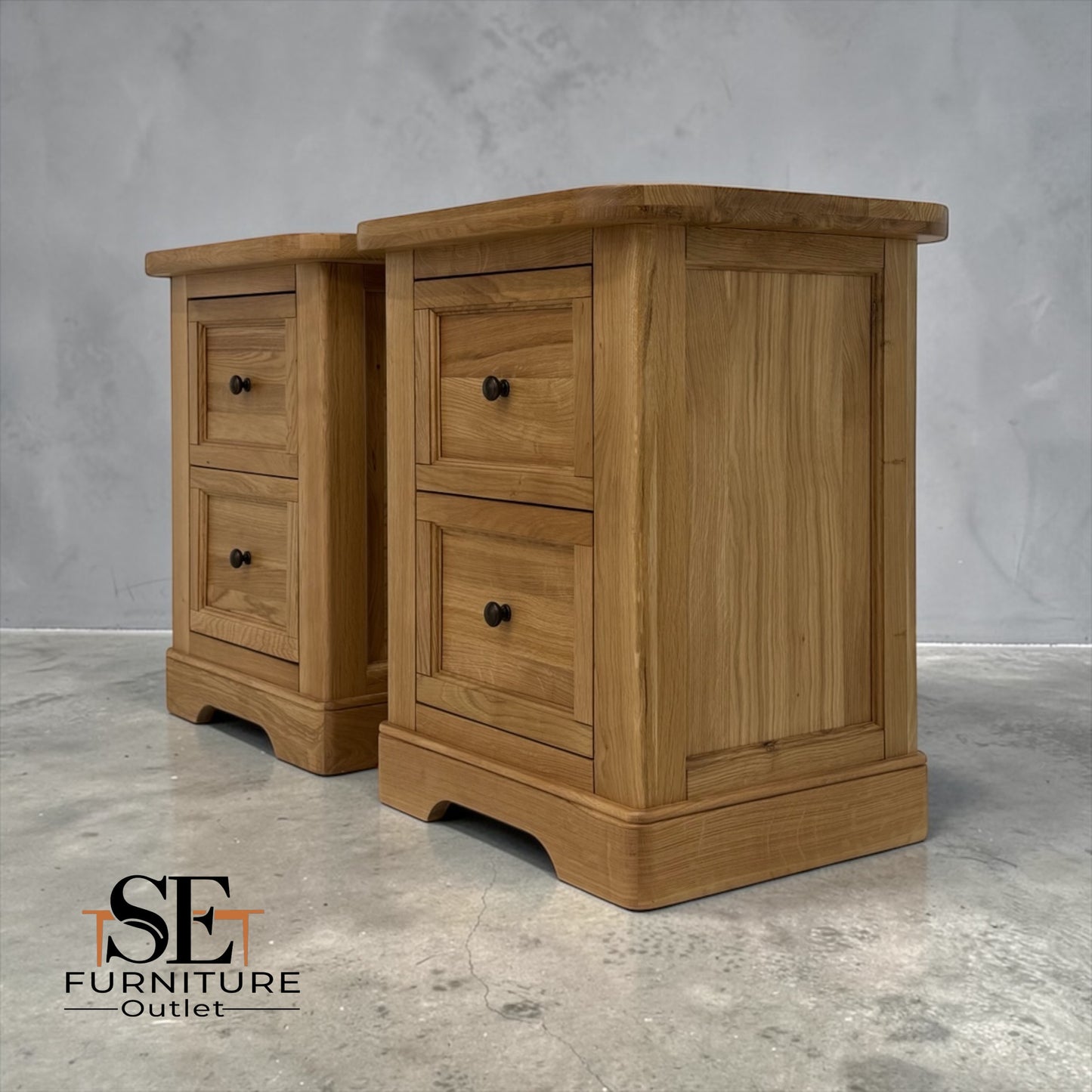 Natural Solid Oak 2 Drawer Bedside Tables Brennan Range From Oak Furnitureland RRP £658
