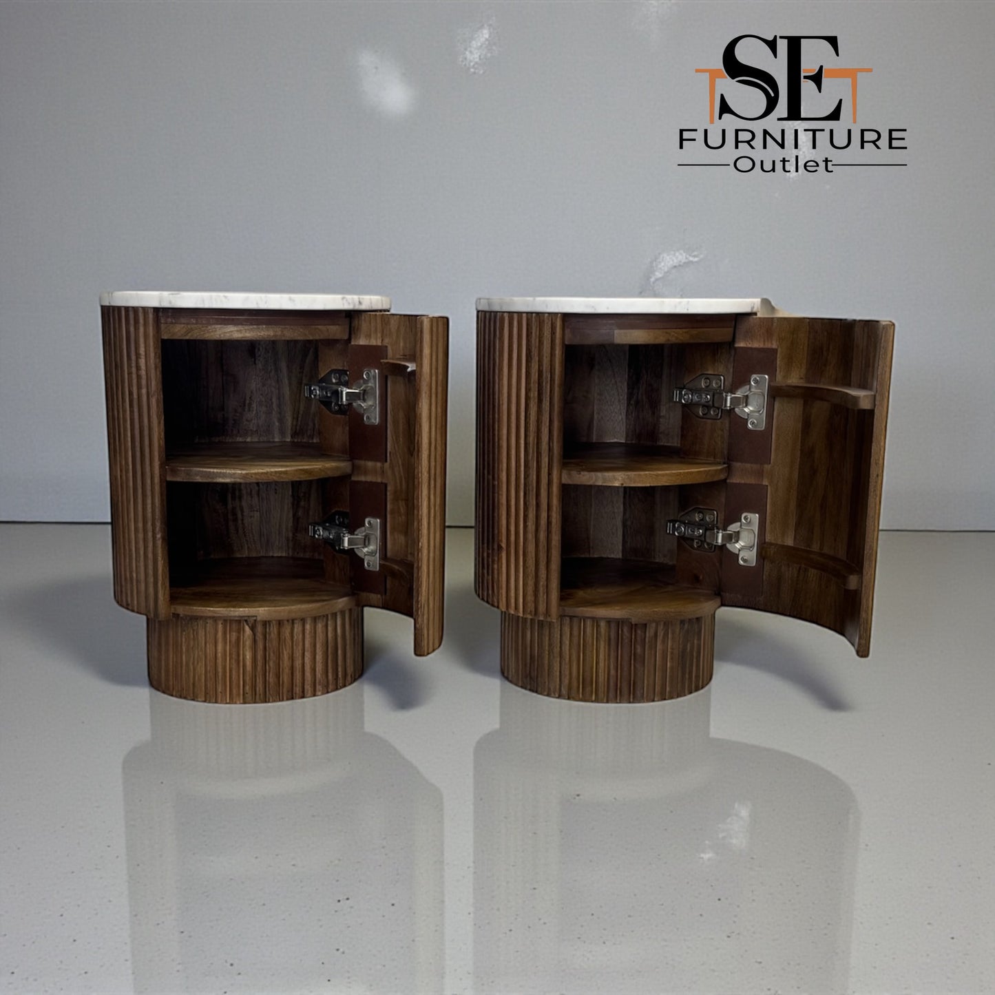Solid Mango Wood & Marble Top Side Tables RRP £249 (Each)