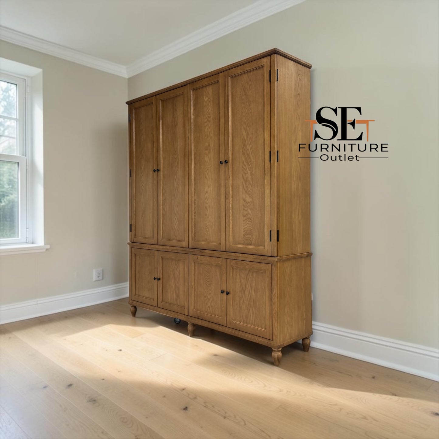 Solid Oak & Oak Veneer Media Hideaway Unit, Fits a TV up to 75", Elkstone Mellow Oak Range RRP £1999