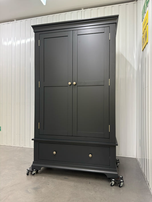 Solid Wood Frame & Dusky Black Painted Double Wardrobe RRP £749