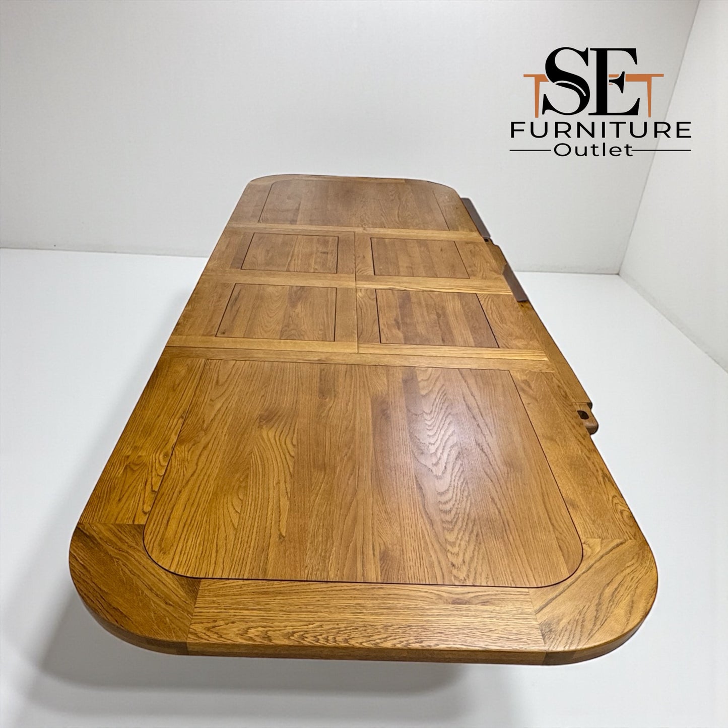 Rustic Solid Oak Extending Dining Table, 10 to 12 Seater Hercules Range From Oak Furnitureland RRP £1099