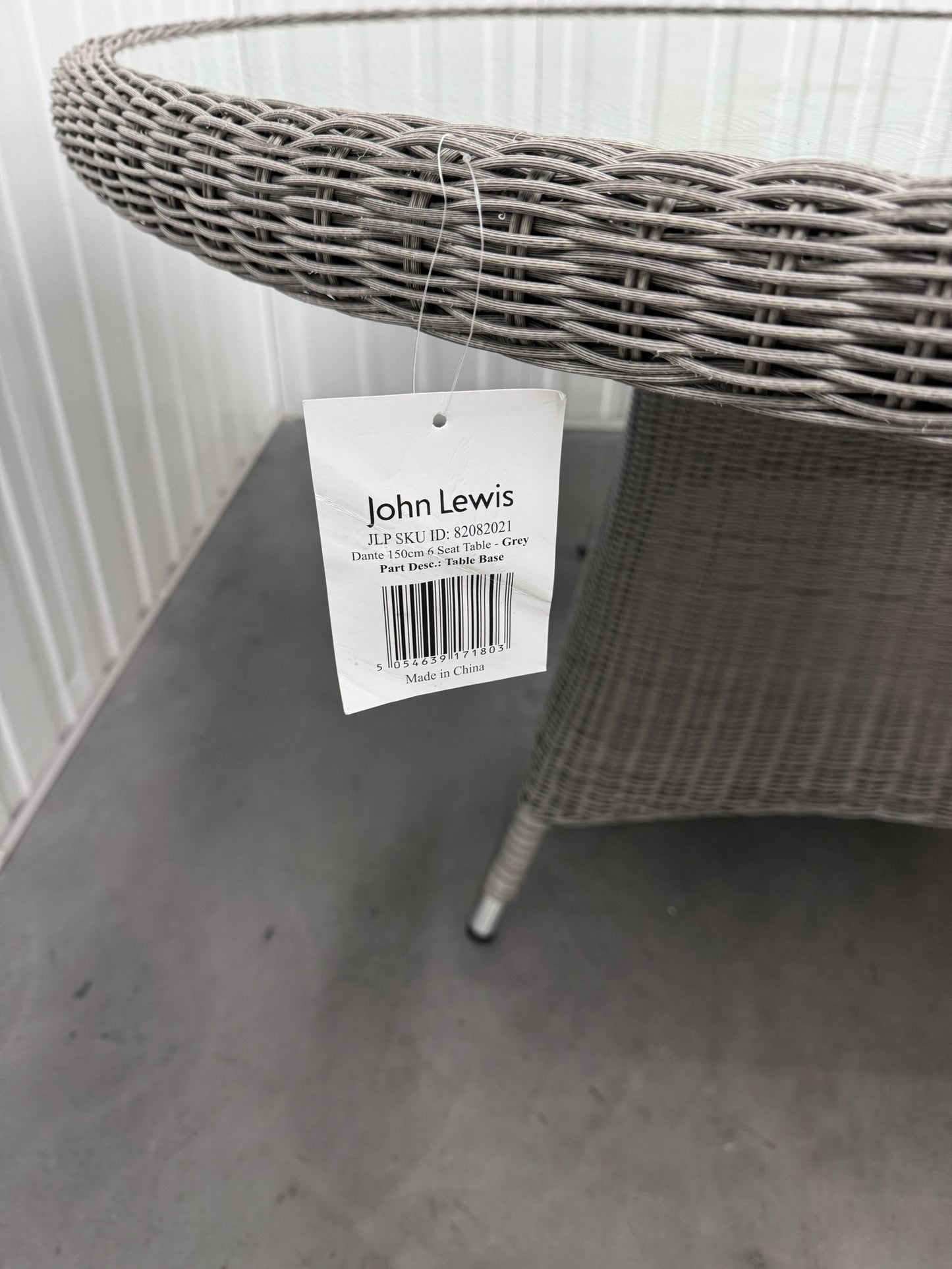 John Lewis 6 Seater Rattan Garden Table with Glass Top RRP £549