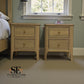 Light Natural Solid Oak 2 Drawer Bedside Tables Newton Range From Oak Furnitureland RRP £498