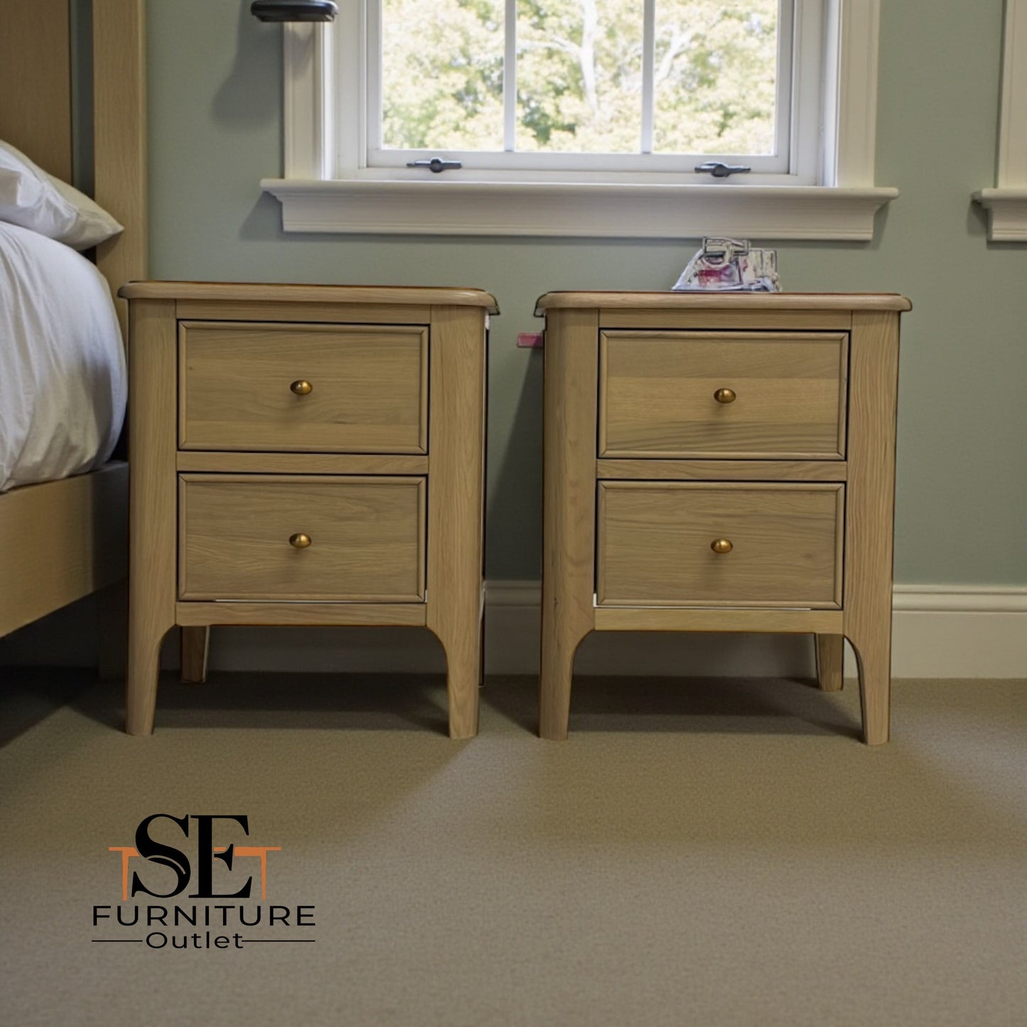 Light Natural Solid Oak 2 Drawer Bedside Tables Newton Range From Oak Furnitureland RRP £498