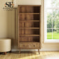 Brushed & Glazed Solid Oak Tall Bookcase, Parquet Range From Oak Furnitureland RRP £649