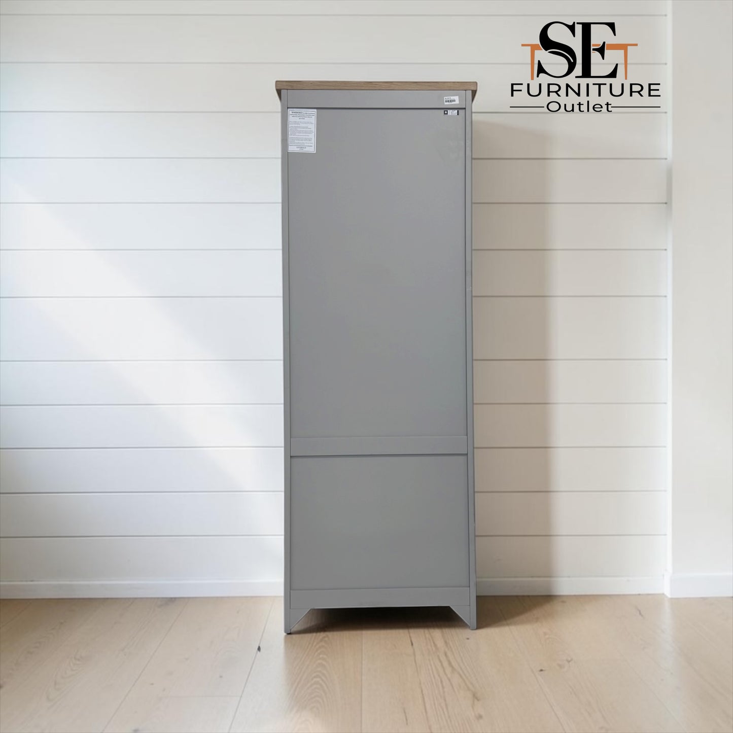 Solid Oak Top & Solid Wood Frames Narrow Larder, Chester Dove Grey RRP £999