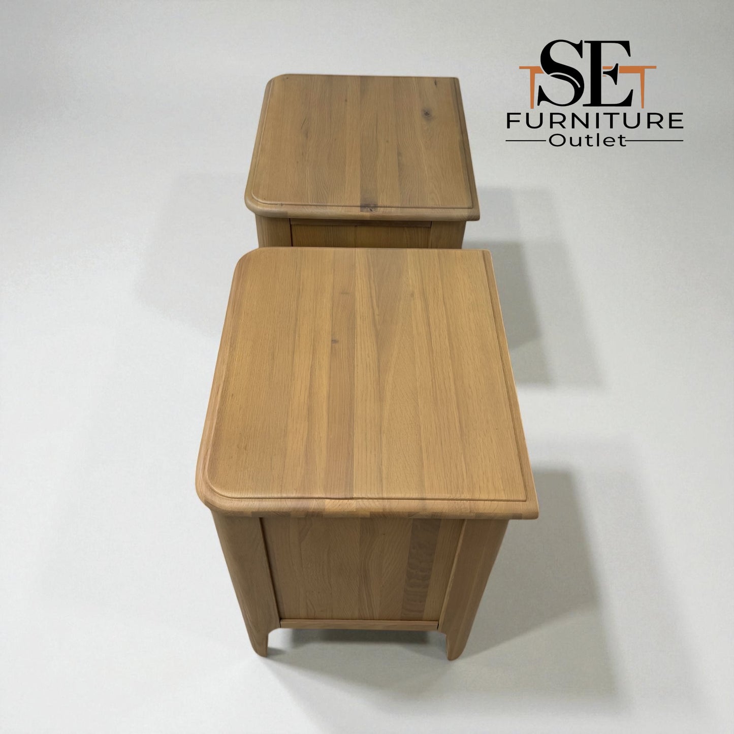 Light Natural Solid Oak 2 Drawer Bedside Tables Newton Range From Oak Furnitureland RRP £498