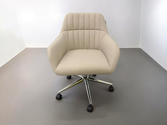 Cotswold Company Upholstered Office Chair Stone Linen With Stylish Chrome Base RRP £179