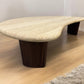 Solid Walnut legs & Natural Travertine Stone Coffee Table in the Shape of a Crescent Moon RRP £1199