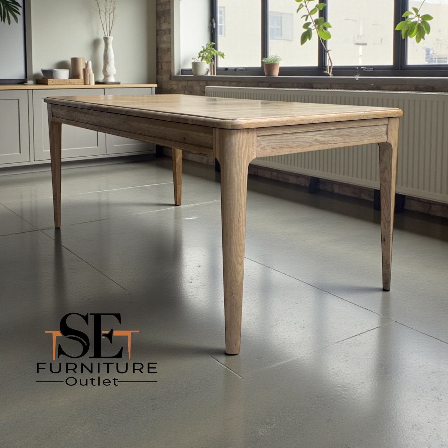 Light Natural Solid Oak Extending Dining Table, 6 to 8 Seater Newton Range From Oak Furnitureland RRP £869