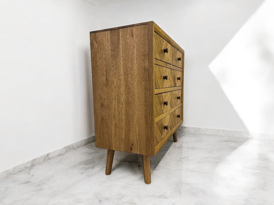 Brushed & Glazed Solid Oak Chest of Drawers Parquet Range