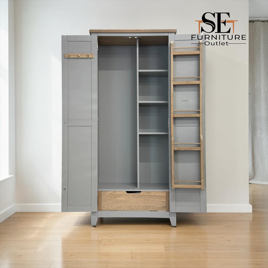 Solid Oak Top & Solid Wood Frames Utility Cupboard from the Chester Dove Grey Range RRP £1099