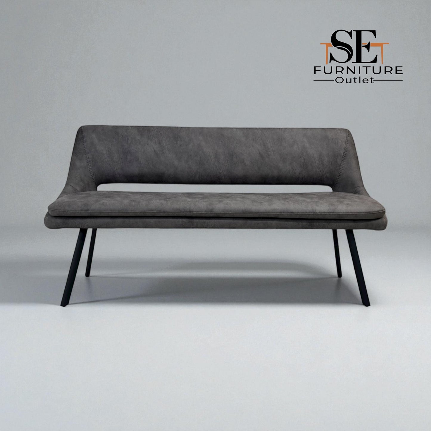 Black Metal & Dark Grey Fabric Bench Nico Range From Oak Furnitureland RRP £800