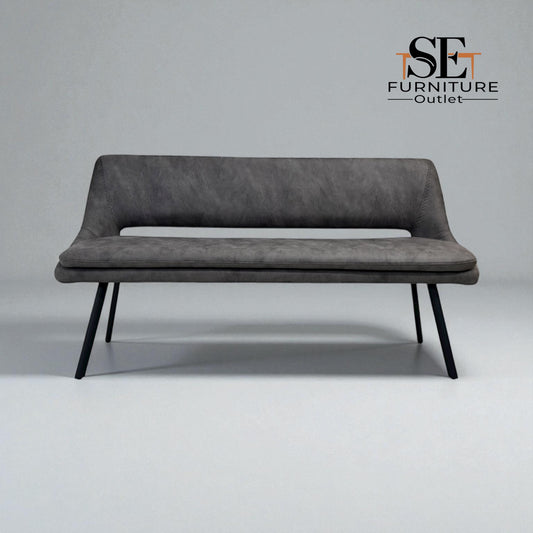 Black Metal & Dark Grey Fabric Bench Nico Range From Oak Furnitureland RRP £800