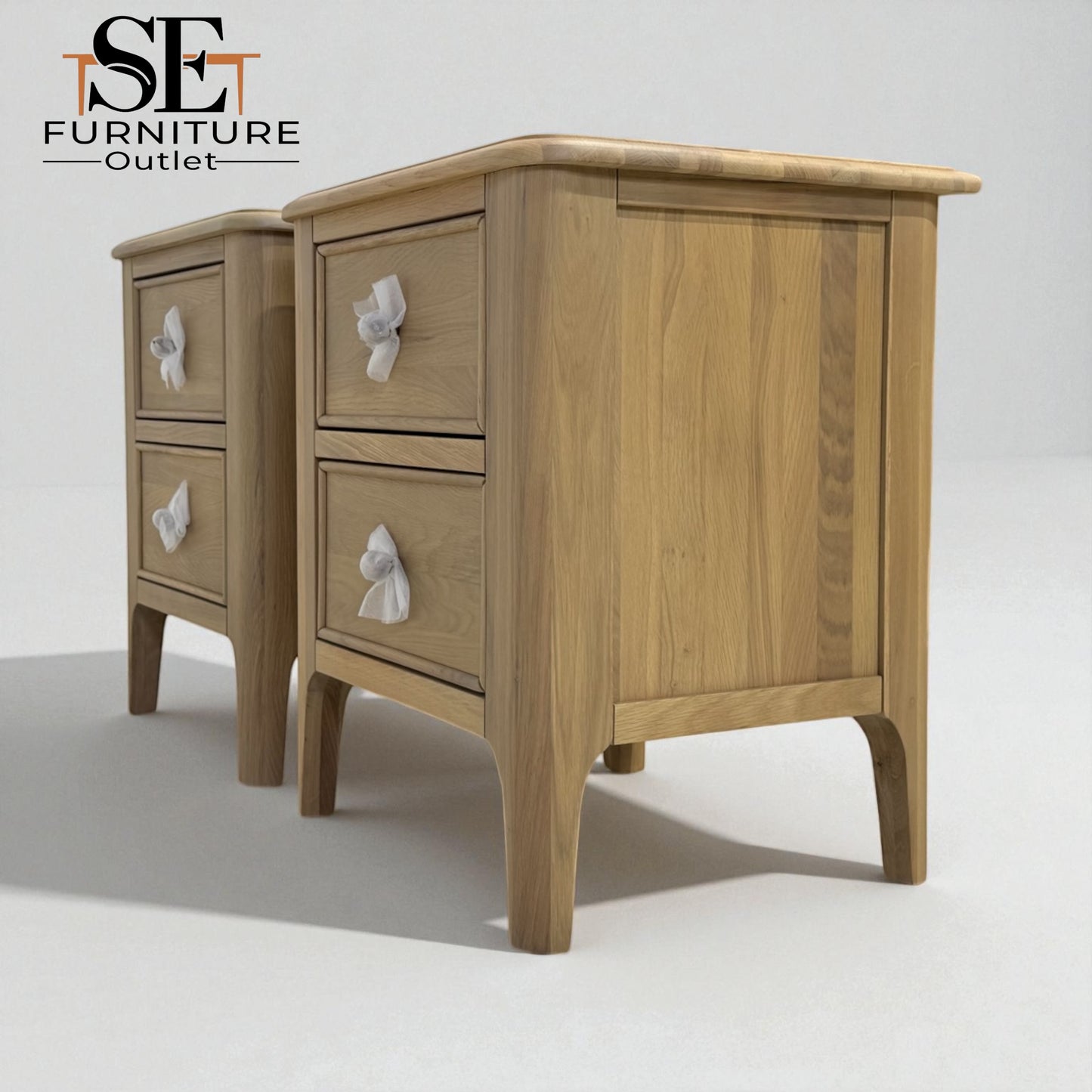Light Natural Solid Oak 2 Drawer Bedside Tables Newton Range From Oak Furnitureland RRP £498