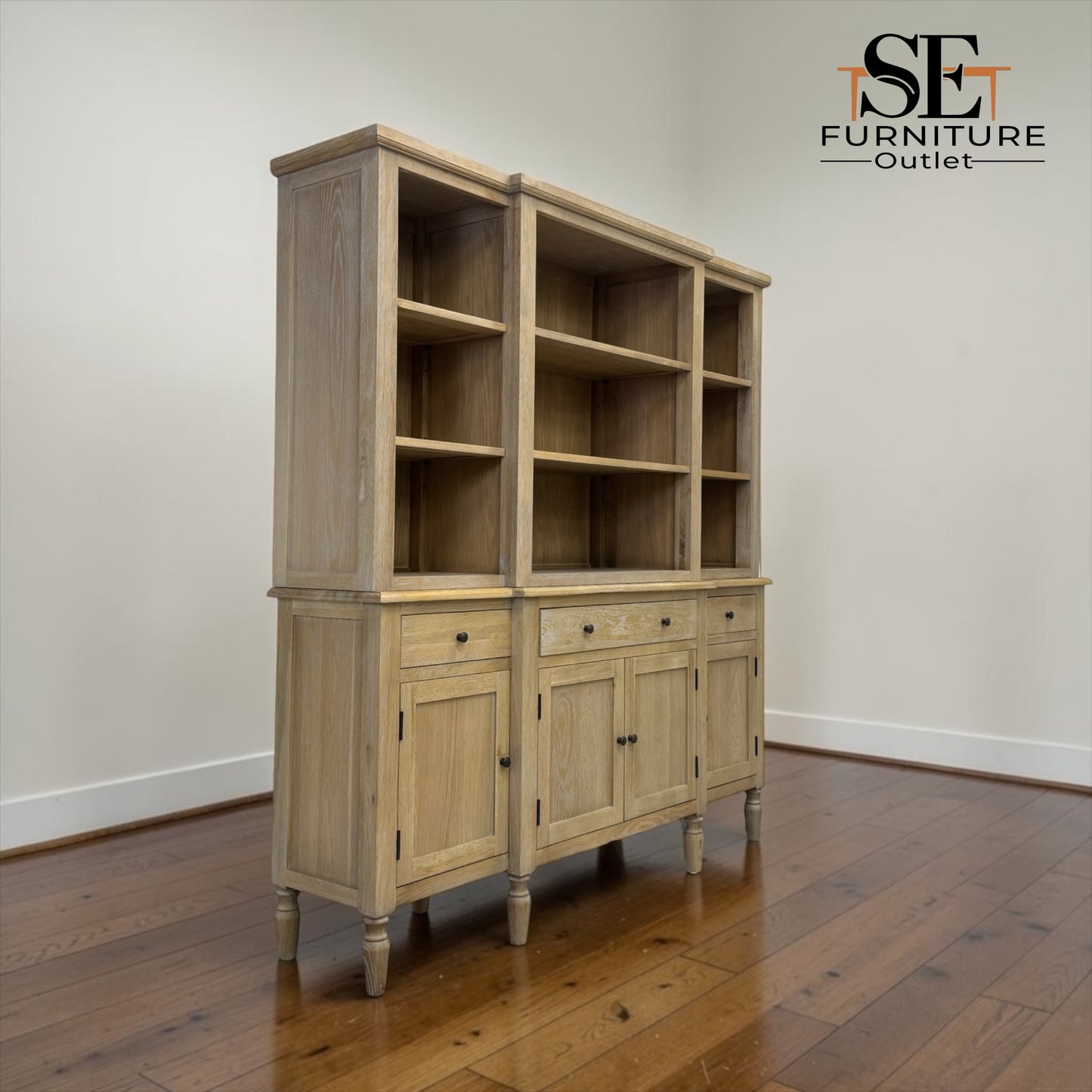 Grey-toned Limewash Finished Oak and High-Quality Oak Veneer Grand Dresser, Camille Range, RRP £2400