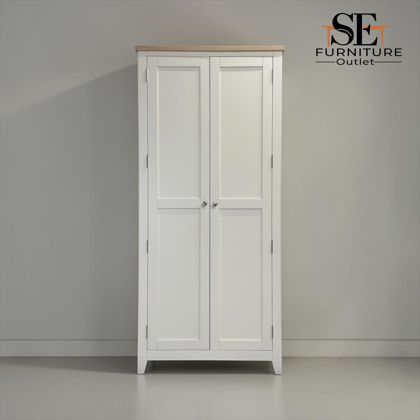 Oak Top & Solid Wood Frames 2 Door Hallway Cupboard, Chester Classic Cream Range RRP £999