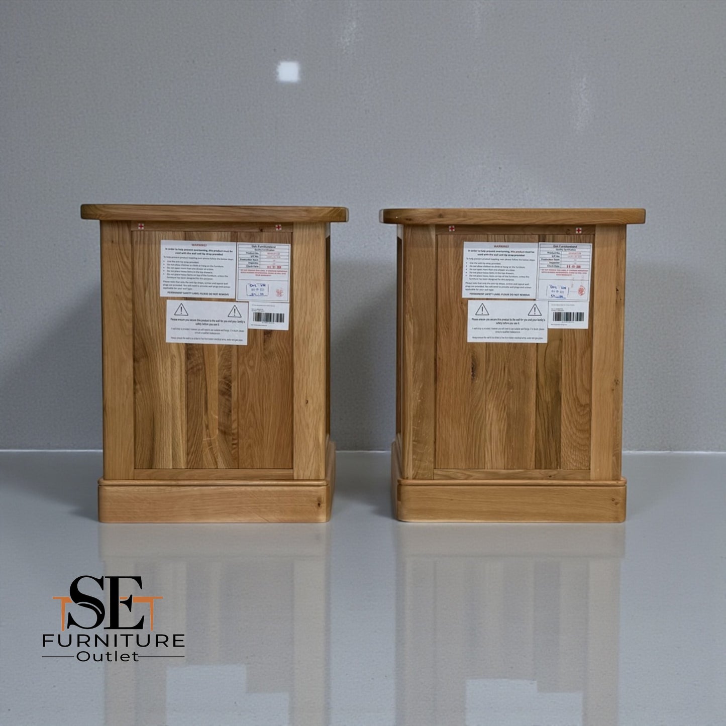 Set of 2 Natural Solid Oak Bedside Tables Brennan Range From Oak Furnitureland RRP £658